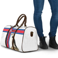 Faroe Islands Travel Bag with Red Blue Cross Design and Puffin Bird - Wonder Print Shop