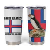 Faroe Islands Tumbler Cup with Red Blue Cross Design and Puffin Bird - Wonder Print Shop