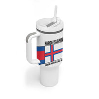 Faroe Islands Tumbler With Handle with Red Blue Cross Design and Puffin Bird - Wonder Print Shop