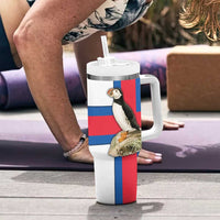 Faroe Islands Tumbler With Handle with Red Blue Cross Design and Puffin Bird - Wonder Print Shop