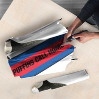 Faroe Islands Umbrella with Red Blue Cross Design and Puffin Bird - Wonder Print Shop