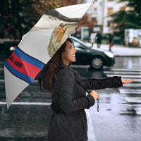 Faroe Islands Umbrella with Red Blue Cross Design and Puffin Bird - Wonder Print Shop