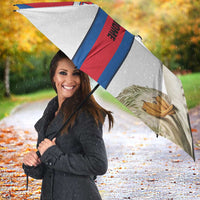 Faroe Islands Umbrella with Red Blue Cross Design and Puffin Bird - Wonder Print Shop