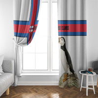 Faroe Islands Window Curtain with Red Blue Cross Design and Puffin Bird - Wonder Print Shop