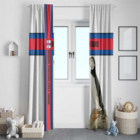 Faroe Islands Window Curtain with Red Blue Cross Design and Puffin Bird - Wonder Print Shop