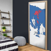 Faroe Islands Door Cover with Viking Ship and Map Silhouette - Wonder Print Shop