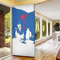 Faroe Islands Door Cover with Viking Ship and Map Silhouette - Wonder Print Shop