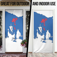 Faroe Islands Door Cover with Viking Ship and Map Silhouette - Wonder Print Shop