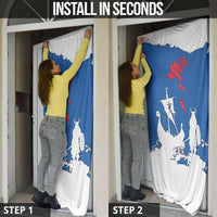 Faroe Islands Door Cover with Viking Ship and Map Silhouette - Wonder Print Shop