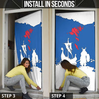 Faroe Islands Door Cover with Viking Ship and Map Silhouette - Wonder Print Shop