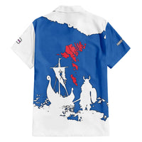 Faroe Islands Family Matching Off The Shoulder Long Sleeve Dress and Hawaiian Shirt with Viking Ship and Map Silhouette - Wonder Print Shop
