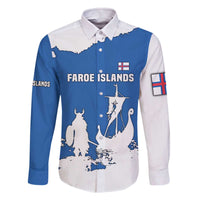 Faroe Islands Family Matching Off The Shoulder Long Sleeve Dress and Hawaiian Shirt with Viking Ship and Map Silhouette - Wonder Print Shop