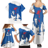 Faroe Islands Family Matching Summer Maxi Dress and Hawaiian Shirt with Viking Ship and Map Silhouette - Wonder Print Shop