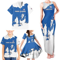 Faroe Islands Family Matching Tank Maxi Dress and Hawaiian Shirt with Viking Ship and Map Silhouette - Wonder Print Shop