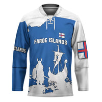 Faroe Islands Hockey Jersey with Viking Ship and Map Silhouette - Wonder Print Shop