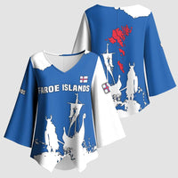 Faroe Islands Kimono Sleeve Blouse with Viking Ship and Map Silhouette - Wonder Print Shop