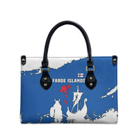 Faroe Islands Leather Bag with Viking Ship and Map Silhouette - Wonder Print Shop