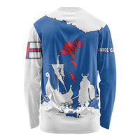 Faroe Islands Long Sleeve Shirt with Viking Ship and Map Silhouette - Wonder Print Shop