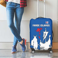 Faroe Islands Luggage Cover with Viking Ship and Map Silhouette - Wonder Print Shop