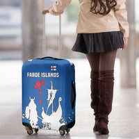 Faroe Islands Luggage Cover with Viking Ship and Map Silhouette - Wonder Print Shop