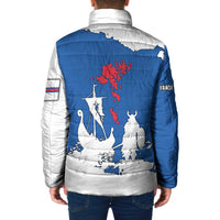Faroe Islands Padded Jacket with Viking Ship and Map Silhouette - Wonder Print Shop