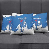 Faroe Islands Pillow Cover with Viking Ship and Map Silhouette - Wonder Print Shop