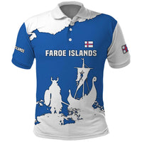 Faroe Islands Polo Shirt with Viking Ship and Map Silhouette - Wonder Print Shop