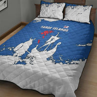 Faroe Islands Quilt Bed Set with Viking Ship and Map Silhouette - Wonder Print Shop