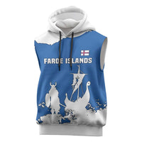Faroe Islands Sleeveless Hoodie with Viking Ship and Map Silhouette - Wonder Print Shop