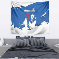 Faroe Islands Tapestry with Viking Ship and Map Silhouette - Wonder Print Shop