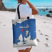 Faroe Islands Tote Bag with Viking Ship and Map Silhouette - Wonder Print Shop