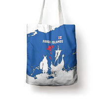Faroe Islands Tote Bag with Viking Ship and Map Silhouette - Wonder Print Shop