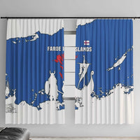 Faroe Islands Window Curtain with Viking Ship and Map Silhouette - Wonder Print Shop