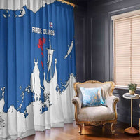 Faroe Islands Window Curtain with Viking Ship and Map Silhouette - Wonder Print Shop