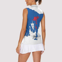 Faroe Islands Women Sleeveless Polo Shirt with Viking Ship and Map Silhouette - Wonder Print Shop