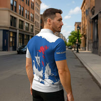 Faroe Islands Zipper Polo Shirt with Viking Ship and Map Silhouette - Wonder Print Shop