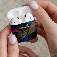 Faroe Islands AirPods Case with Waterfall Nature Scene and Rune Pattern Design - Wonder Print Shop