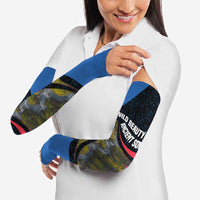 Faroe Islands Arm Sleeves with Waterfall Nature Scene and Rune Pattern Design - Wonder Print Shop