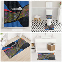 Faroe Islands Bathroom Set with Waterfall Nature Scene and Rune Pattern Design - Wonder Print Shop