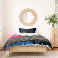 Faroe Islands Bedding Set with Waterfall Nature Scene and Rune Pattern Design - Wonder Print Shop