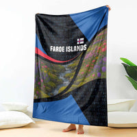 Faroe Islands Blanket with Waterfall Nature Scene and Rune Pattern Design - Wonder Print Shop