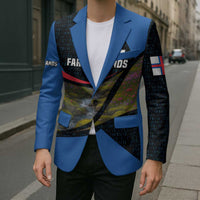 Faroe Islands Blazer with Waterfall Nature Scene and Rune Pattern Design - Wonder Print Shop