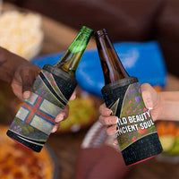 Faroe Islands 4 in 1 Can Cooler Tumbler with Waterfall Nature Scene and Rune Pattern Design - Wonder Print Shop