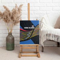 Faroe Islands Canvas Wall Art with Waterfall Nature Scene and Rune Pattern Design - Wonder Print Shop