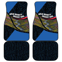 Faroe Islands Car Mats with Waterfall Nature Scene and Rune Pattern Design - Wonder Print Shop