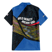 Faroe Islands Family Matching Mermaid Dress and Hawaiian Shirt with Waterfall Nature Scene and Rune Pattern Design - Wonder Print Shop