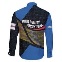 Faroe Islands Family Matching Summer Maxi Dress and Hawaiian Shirt with Waterfall Nature Scene and Rune Pattern Design - Wonder Print Shop