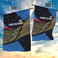 Faroe Islands Garden Flag with Waterfall Nature Scene and Rune Pattern Design - Wonder Print Shop