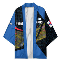 Faroe Islands Kimono with Waterfall Nature Scene and Rune Pattern Design - Wonder Print Shop