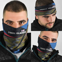 Faroe Islands Neck Gaiter with Waterfall Nature Scene and Rune Pattern Design TS04